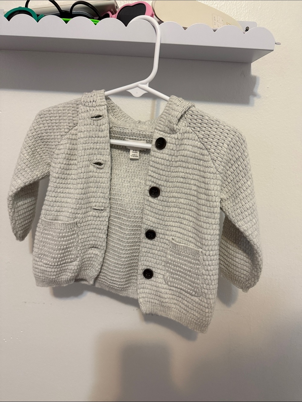 Cozy Knit Baby Cardigan in Light Gray